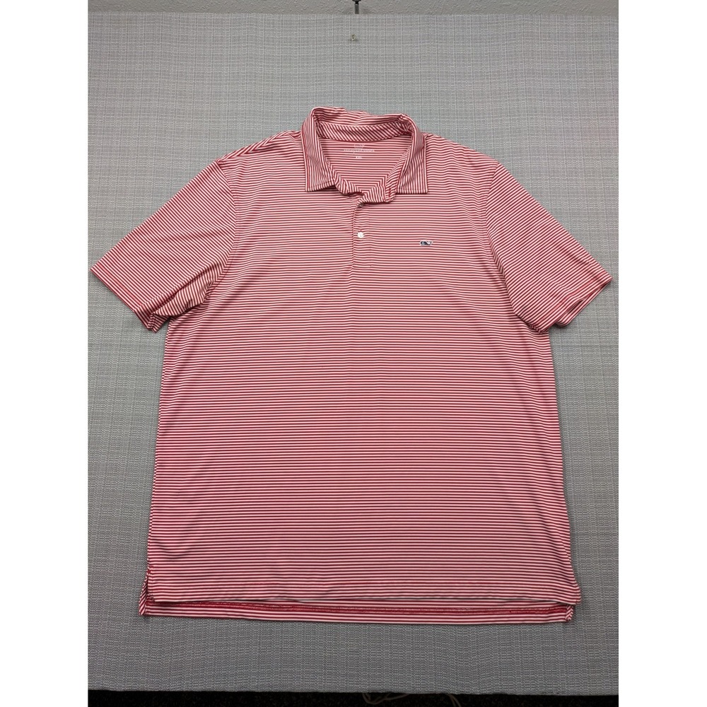 Vineyard Vines Polo Shirt Mens 2XL Red Stripe Golf Performance Stretch Tech - Picture 2 of 8